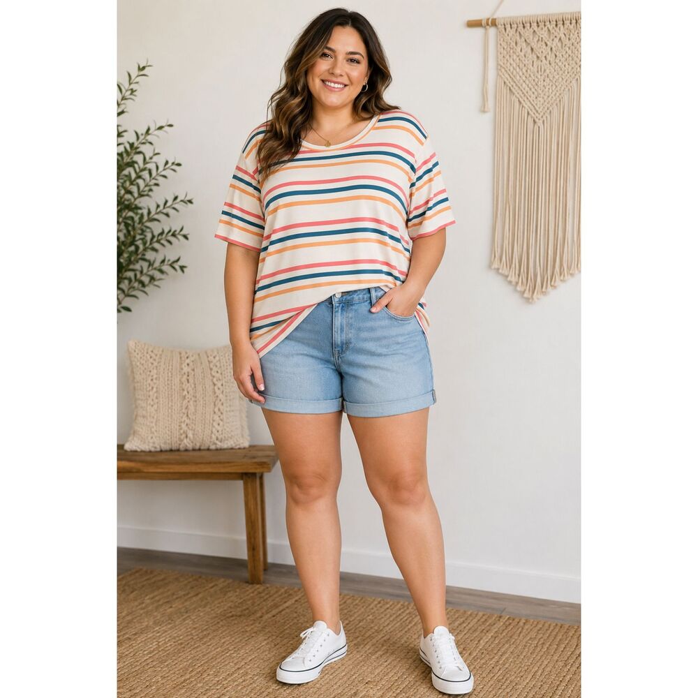 LuLaRoe Alli Top XL & LuLaRoe Denim Shorts Size 34 Outfit Bundle